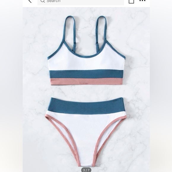New SHEIN Ribbed Color Block Bikini Set - Picture 2 of 3